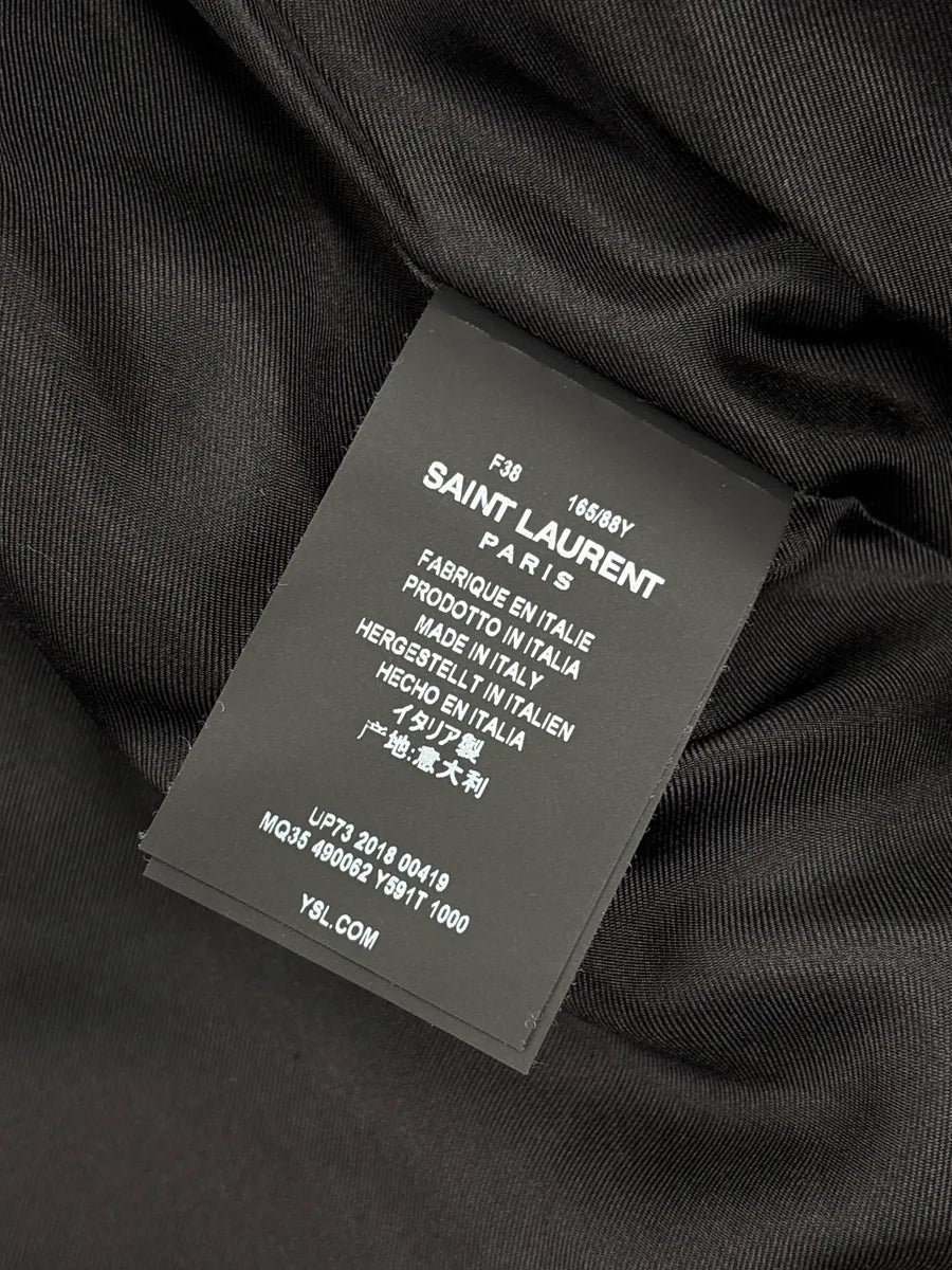 AW2018 Saint Laurent Black Mohair Wool Shaggy Single-Breasted Coat vWSHBzgk 11