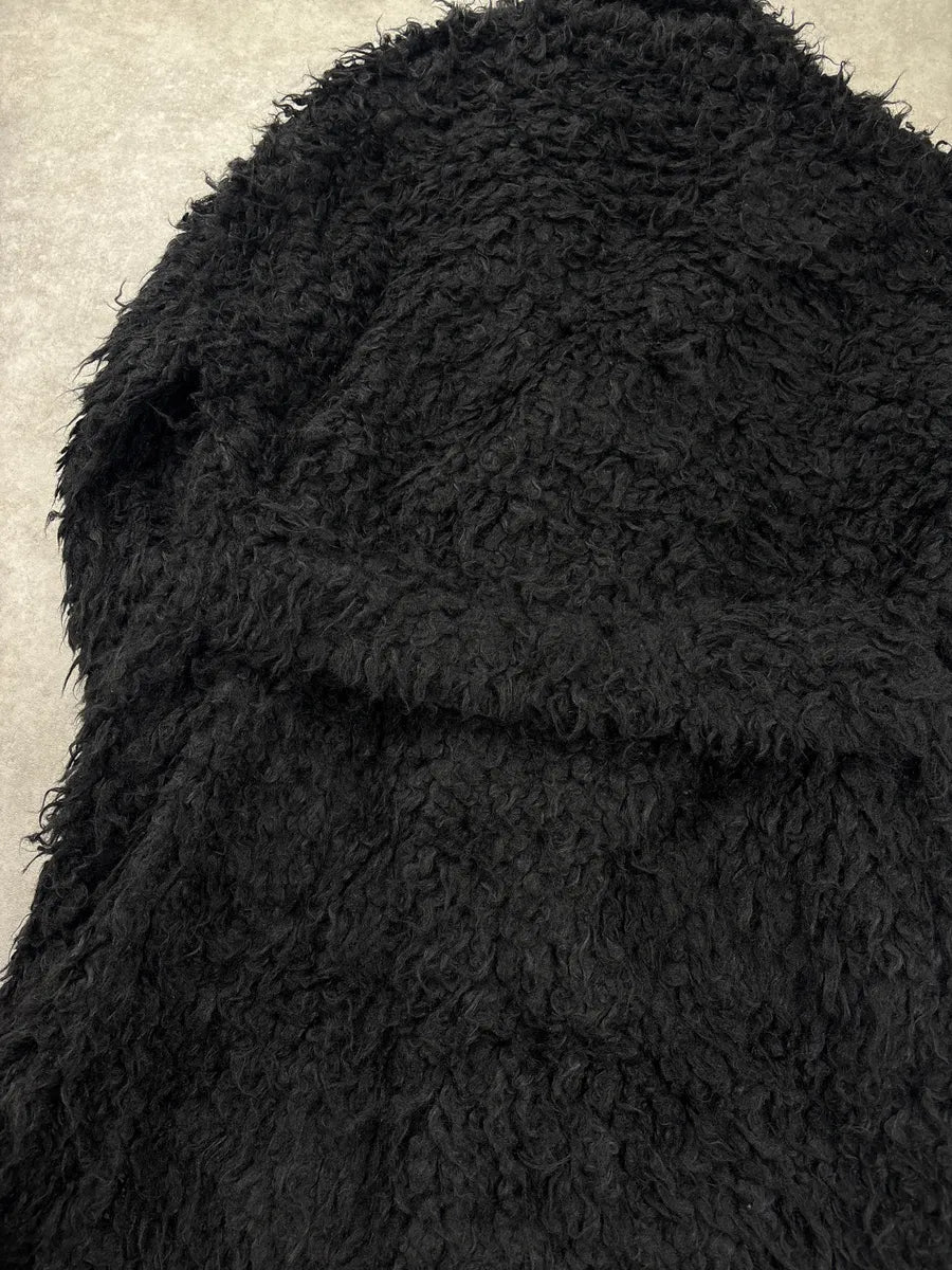 AW2018 Saint Laurent Black Mohair Wool Shaggy Single-Breasted Coat vWSHBzgk 7