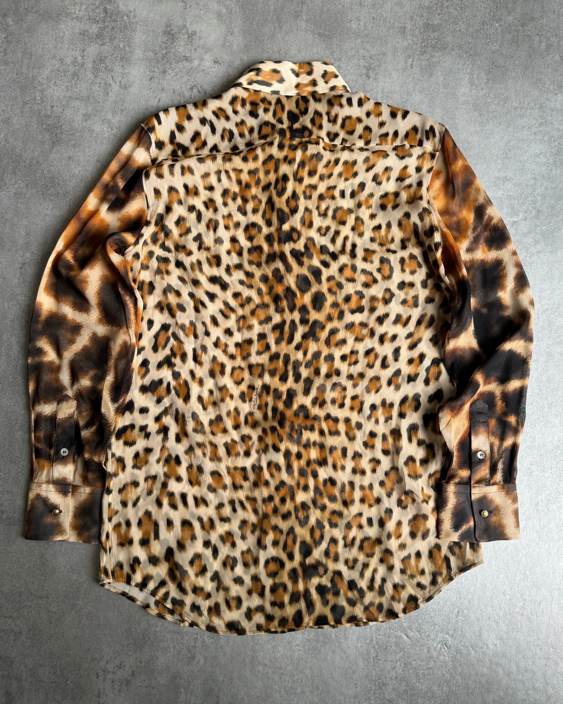 AW2000 Roberto Cavalli Silk Leopard Fire Magma Shirt (S) - 2