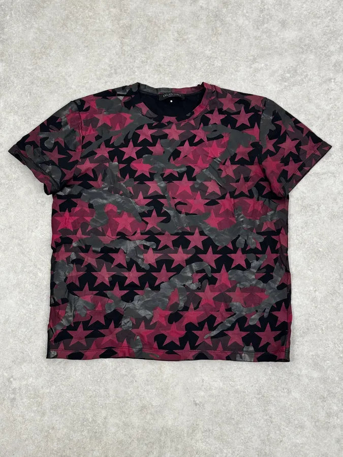 Valentino Black & Red Star Camo T-Shirt qJncnUC 0
