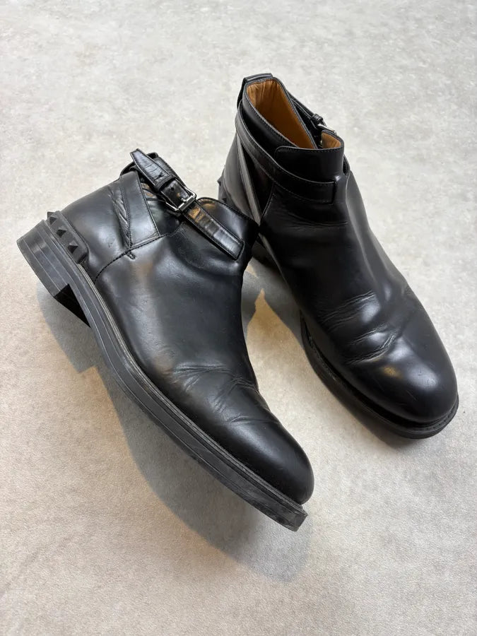 Valentino Black Spiked Leather Ankle Boots HlZveie 4