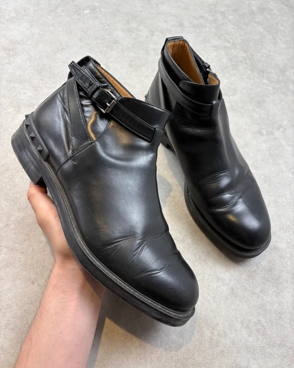 Valentino Black Spiked Leather Ankle Boots HlZveie 0