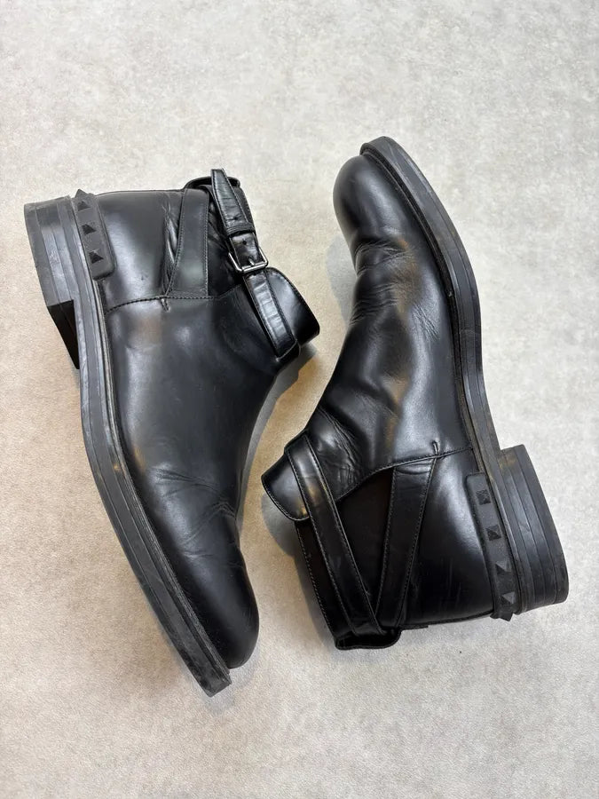 Valentino Black Spiked Leather Ankle Boots HlZveie 5