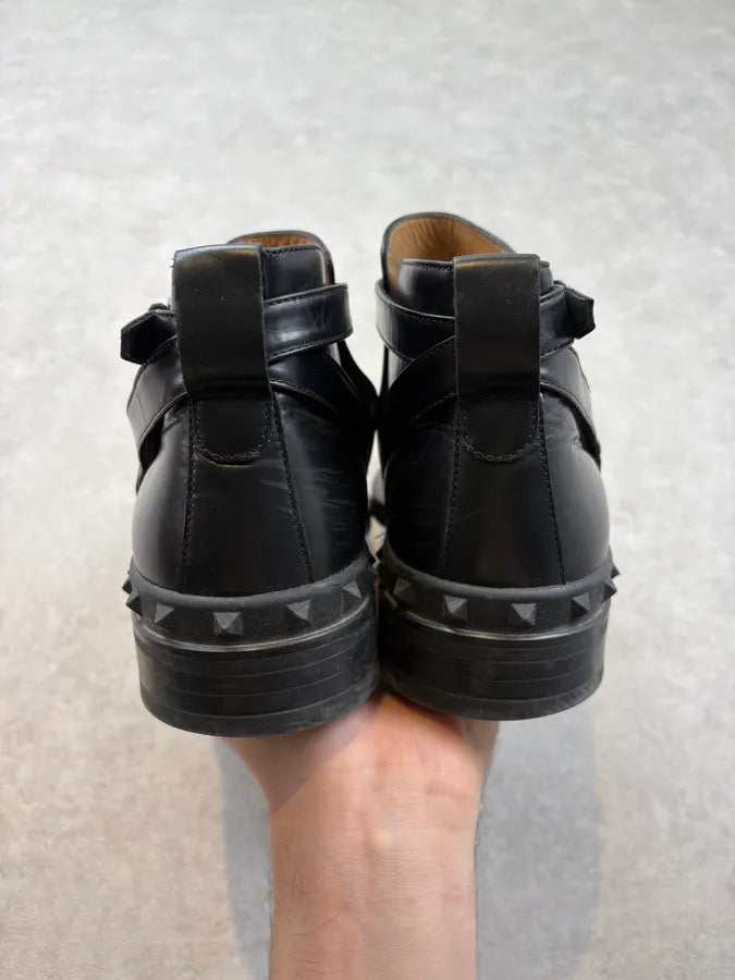 Valentino Black Spiked Leather Ankle Boots HlZveie 6