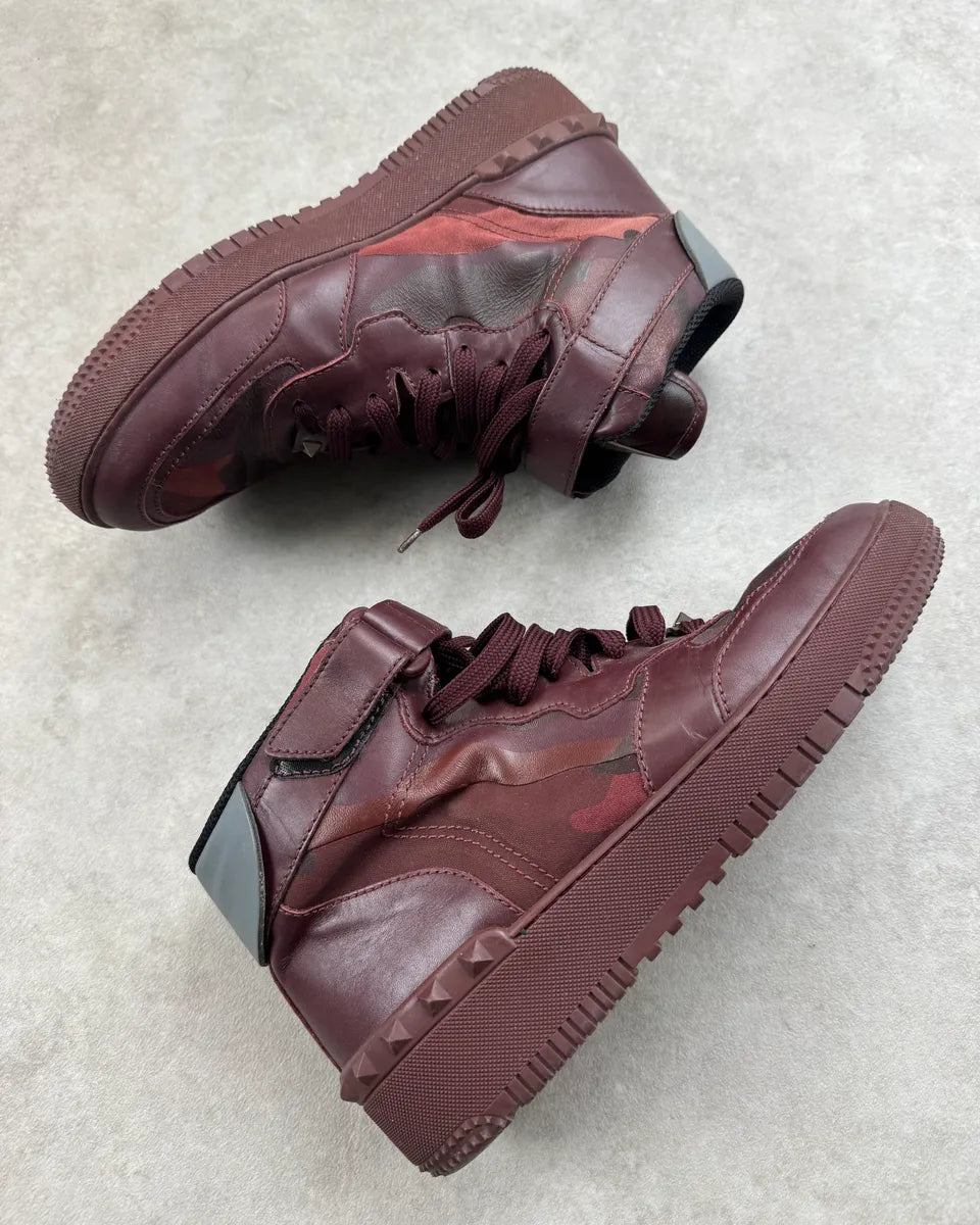 Valentino Bordeaux Leather High Camo Sneakers VNTasAk 3