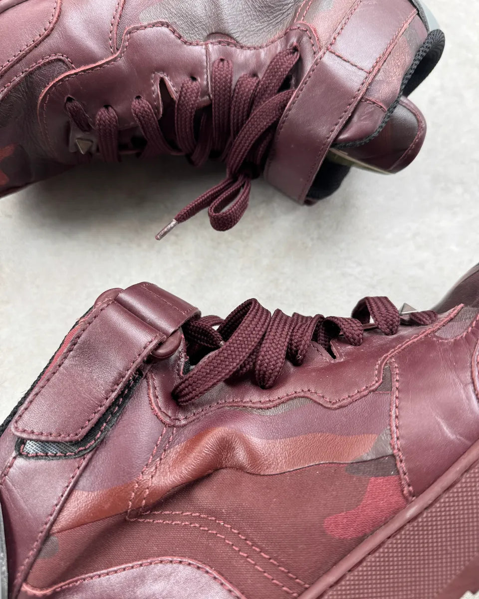 Valentino Bordeaux Leather High Camo Sneakers VNTasAk 4