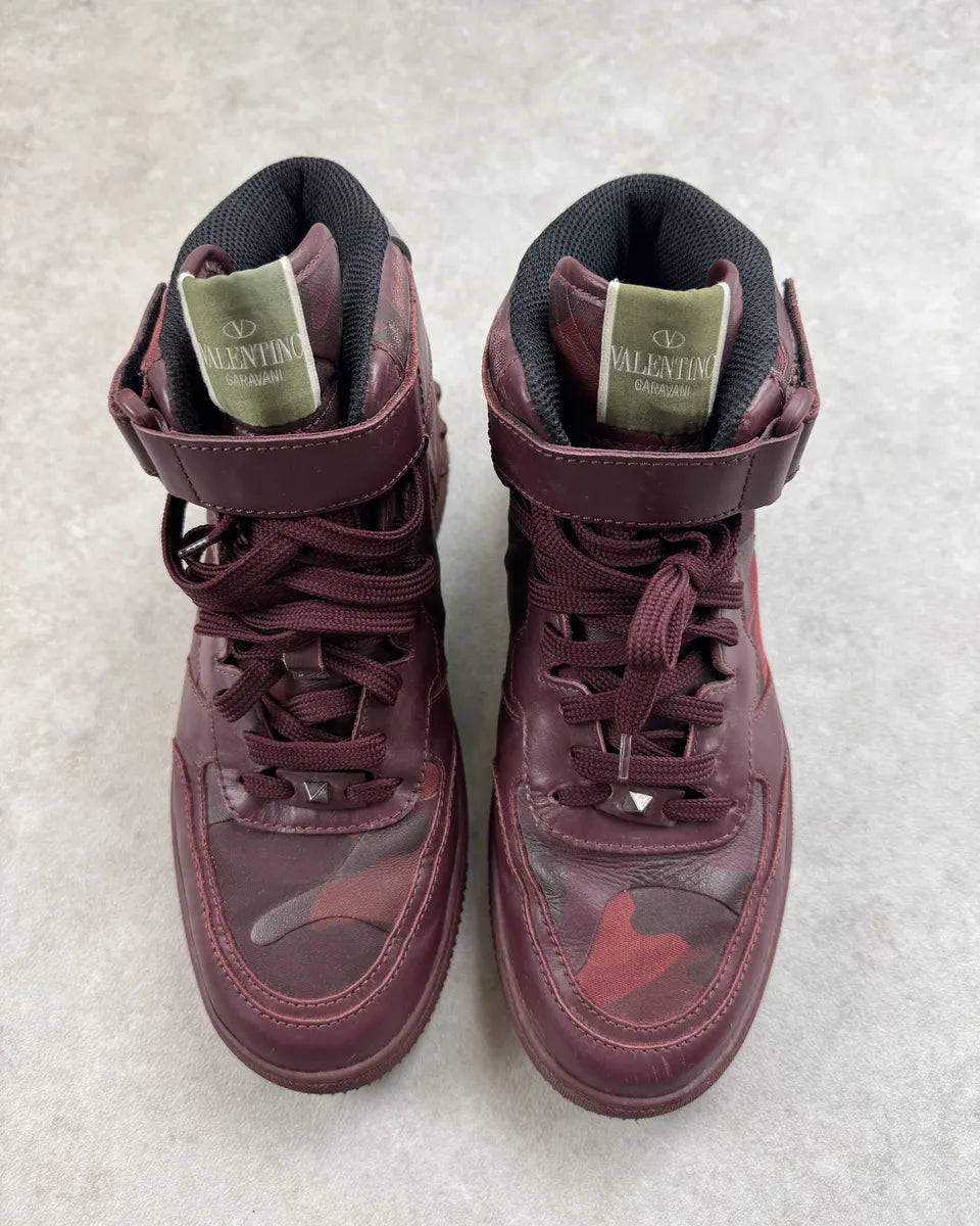 Valentino Bordeaux Leather High Camo Sneakers VNTasAk 5