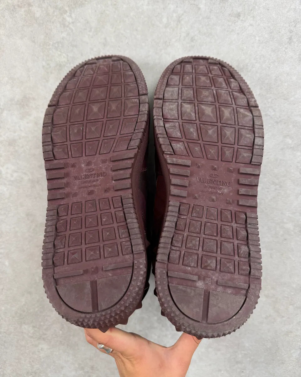 Valentino Bordeaux Leather High Camo Sneakers VNTasAk 7