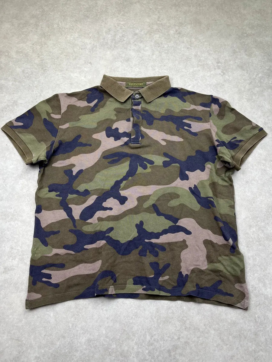 Valentino Camouflage Khaki Polo Shirt vfIVmcQ 2