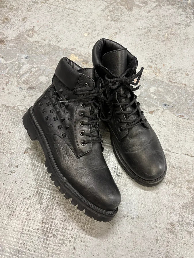 Valentino Garavini Black Studded Leather Boots xDAkBQi 4