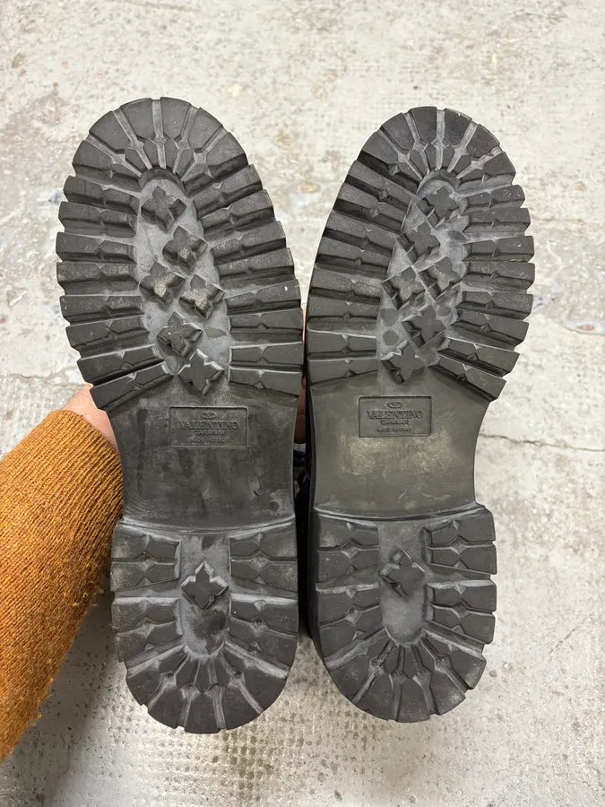 Valentino Garavini Black Studded Leather Boots xDAkBQi 7