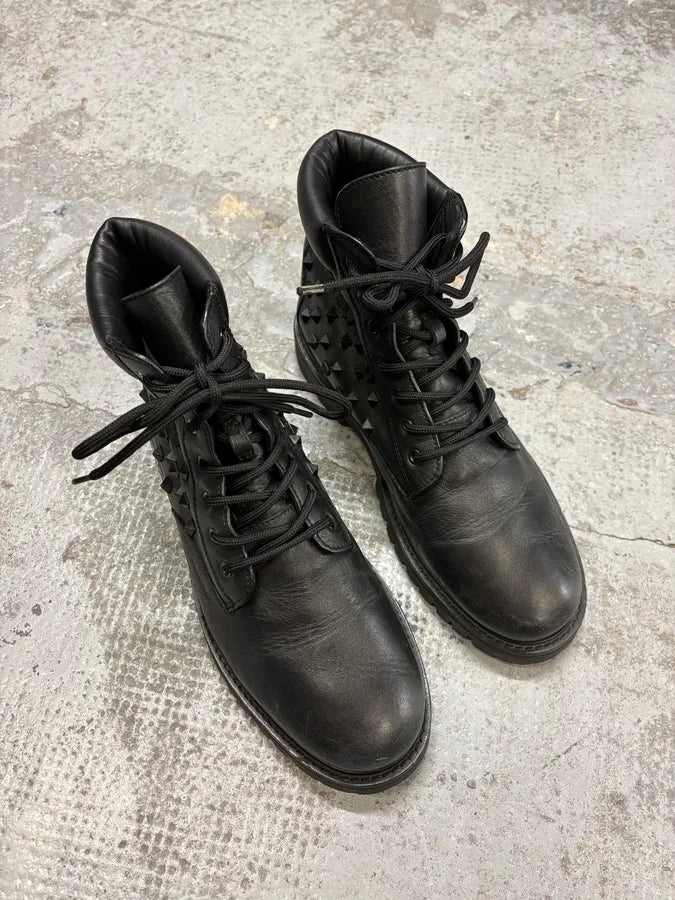 Valentino Garavini Black Studded Leather Boots xDAkBQi 2