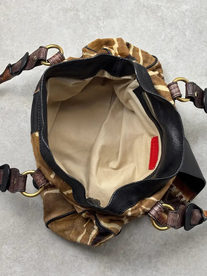 Valentino Gold Leather Pony Hair Zebra Shoulder Bag SMZIbYA 12
