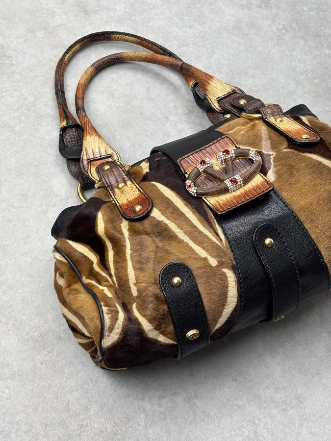 Valentino Gold Leather Pony Hair Zebra Shoulder Bag SMZIbYA 5
