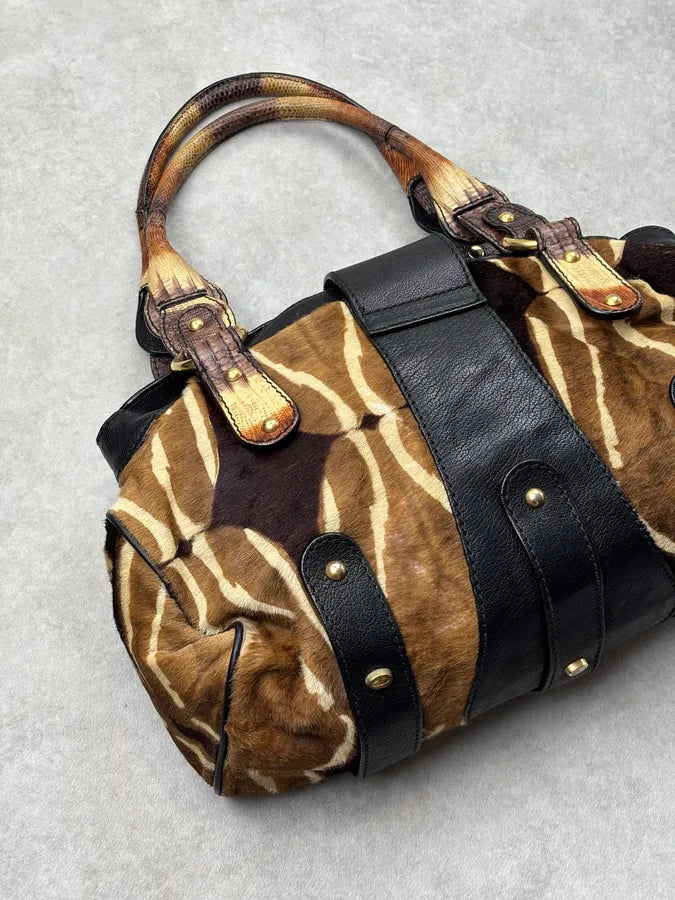 Valentino Gold Leather Pony Hair Zebra Shoulder Bag SMZIbYA 9