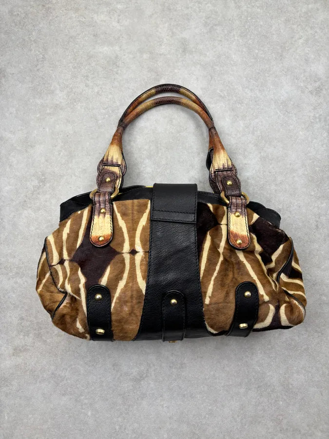 Valentino Gold Leather Pony Hair Zebra Shoulder Bag SMZIbYA 8
