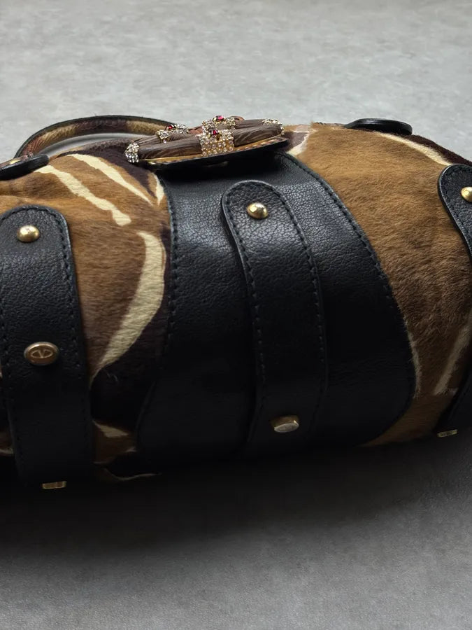 Valentino Gold Leather Pony Hair Zebra Shoulder Bag SMZIbYA 11