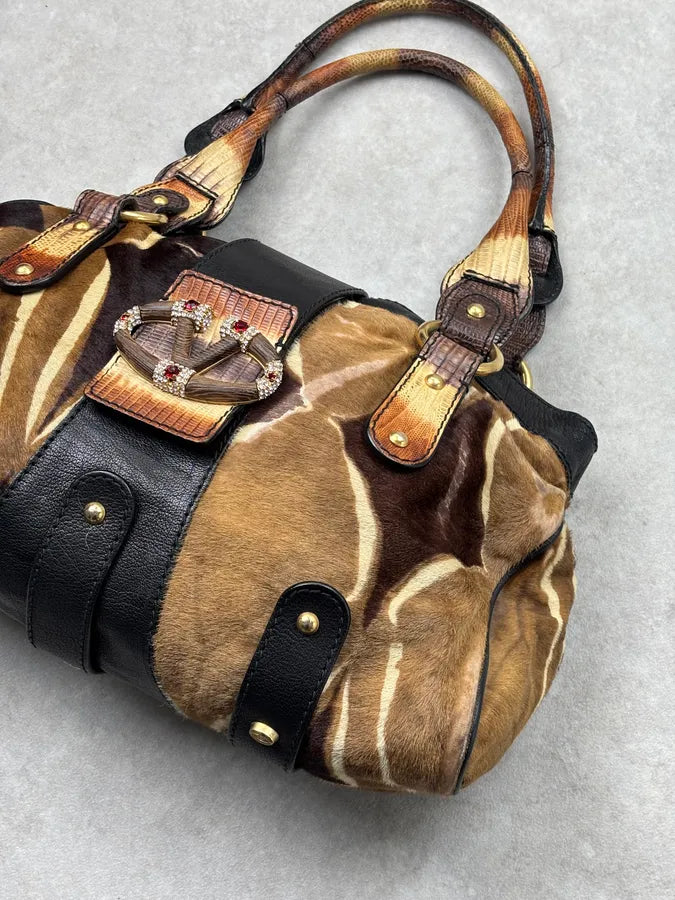 Valentino Gold Leather Pony Hair Zebra Shoulder Bag SMZIbYA 4