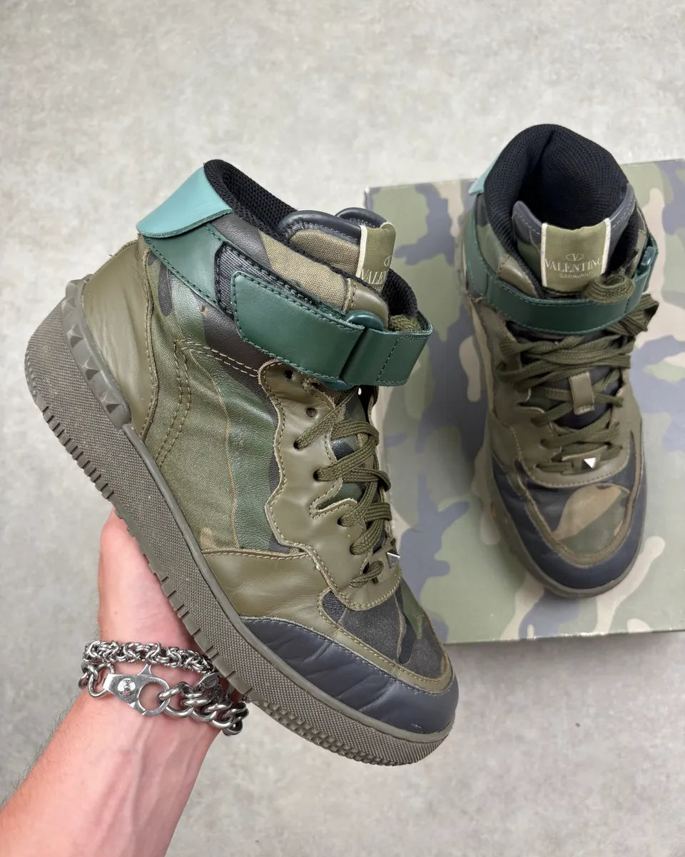 Valentino Khaki Leather Camo High Sneakers OwmCHLT 0