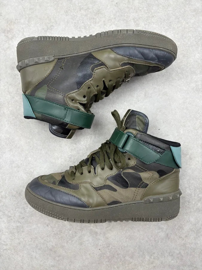 Valentino Khaki Leather Camo High Sneakers OwmCHLT 3