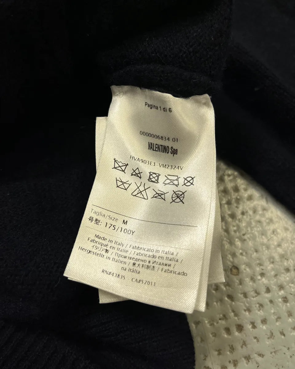 Valentino Navy Cashmere  & Black Fur Sweater wQumBSX 9