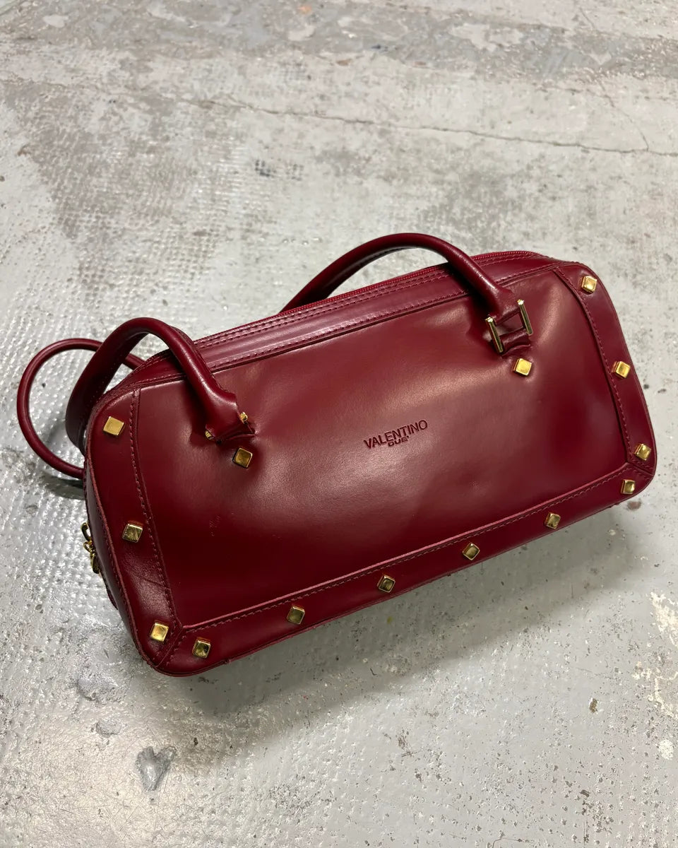 Valentino Red Glamour Gold Studded Leather Handle Bag CEKBkMT 2