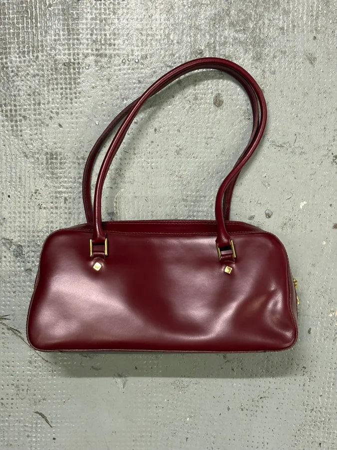 Valentino Red Glamour Gold Studded Leather Handle Bag CEKBkMT 4