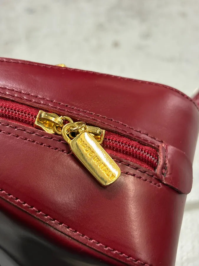 Valentino Red Glamour Gold Studded Leather Handle Bag CEKBkMT 6