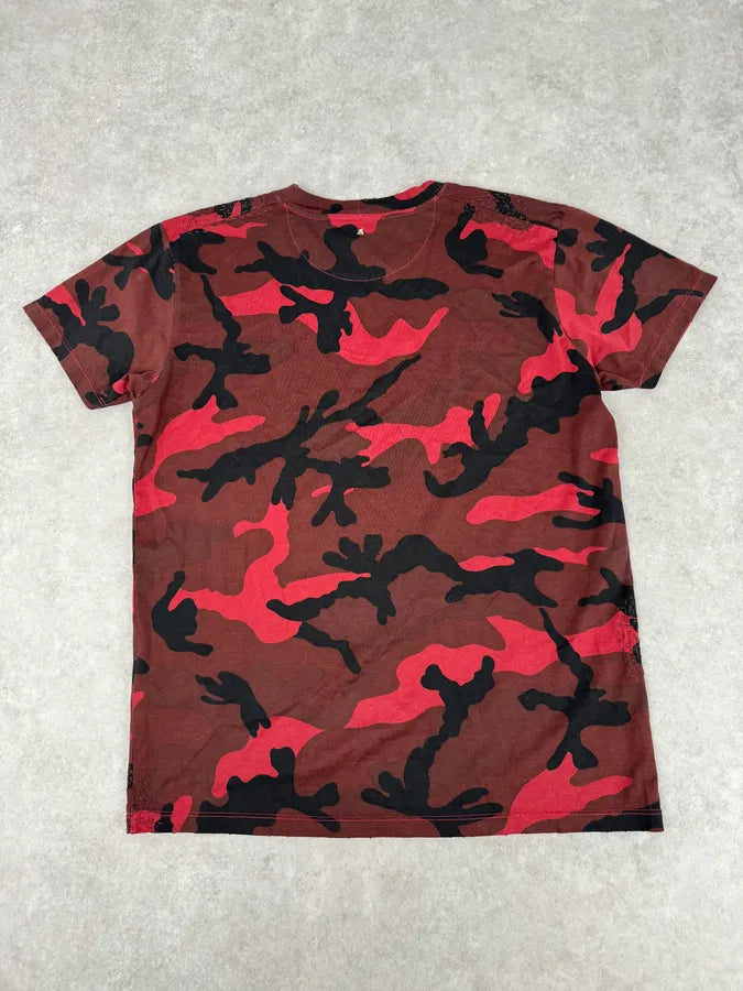 SS2012 Valentino Red Military Camouflage Distressed T-Shirt AuXvYJg 5