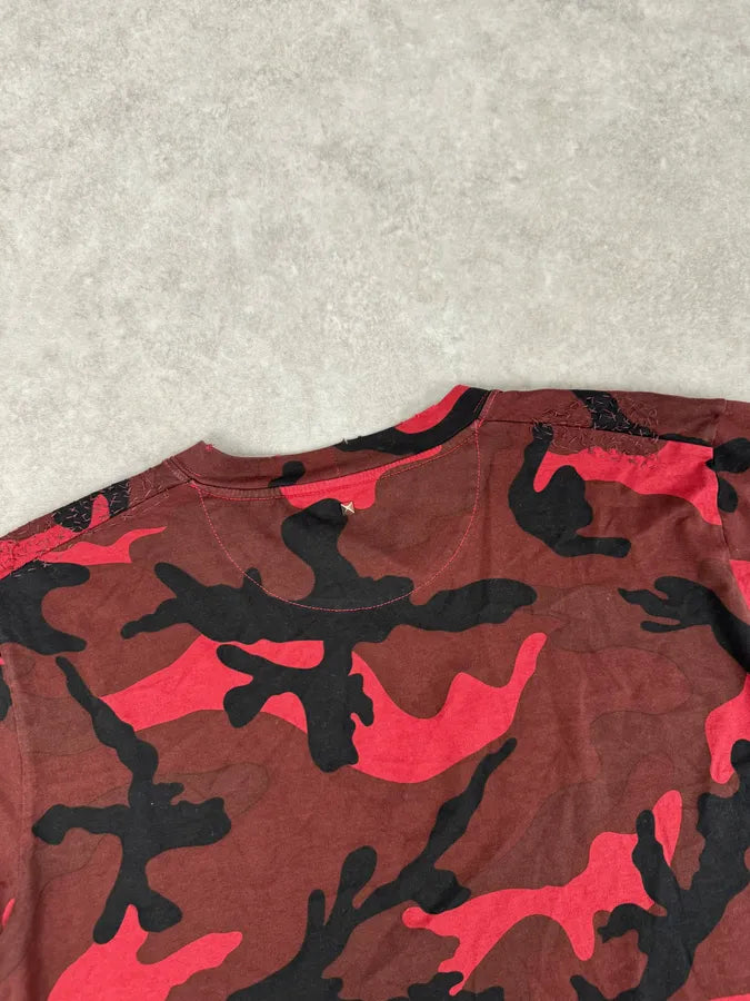 SS2012 Valentino Red Military Camouflage Distressed T-Shirt AuXvYJg 4