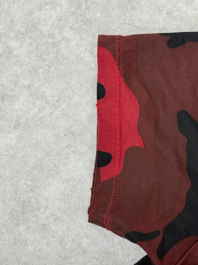 SS2012 Valentino Red Military Camouflage Distressed T-Shirt AuXvYJg 7