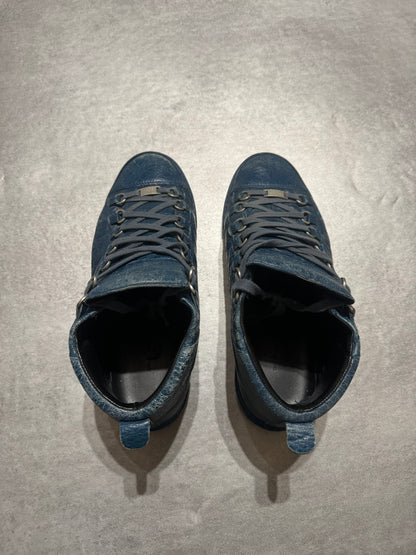 Balenciaga Arena High Blue Ocean Leather Shoes (41) - 6