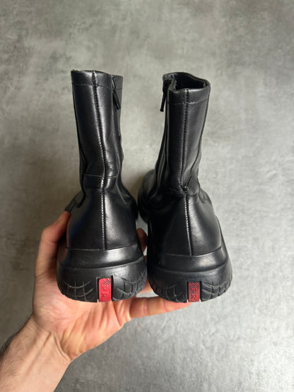 FW1999 Prada Ankle Vibram Black Leather Boots (39) - 4