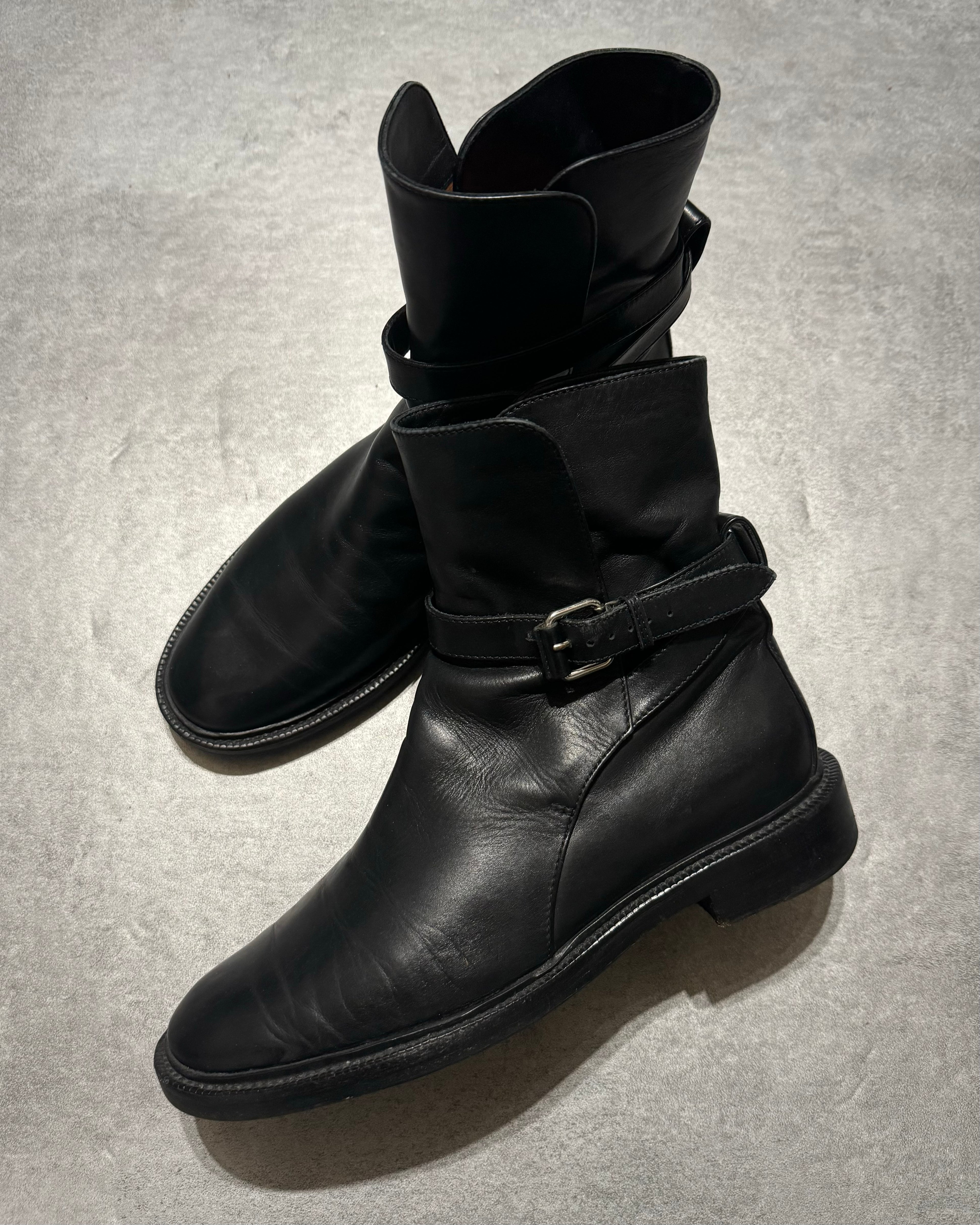 Celine Black Strap Leather Minimalist Boots (40) - 8