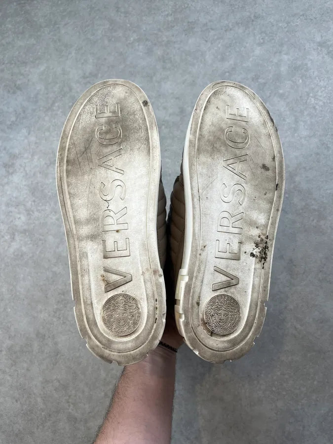 Versace Beige Leather Quilted High Sneakers zcWLeZX 6