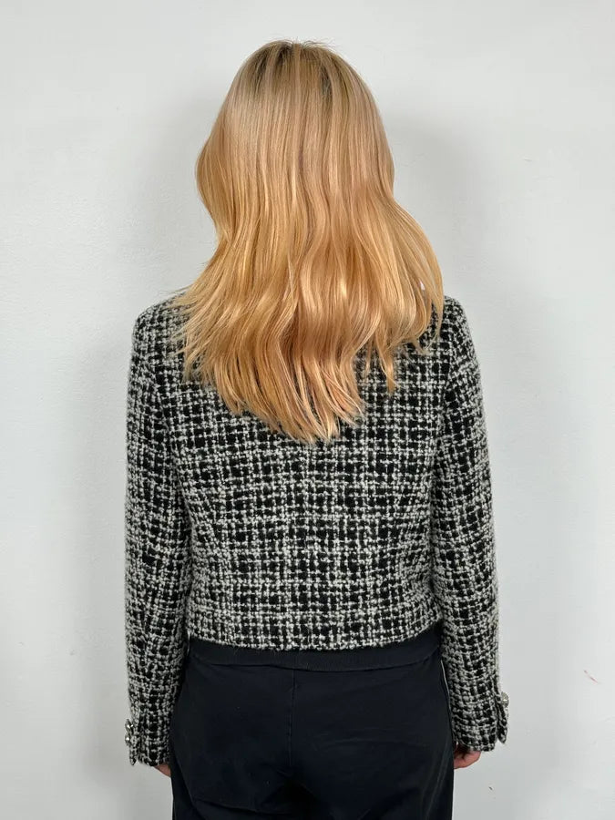 Versace Black & White Tweed Classy Jacket dpNowfk 1
