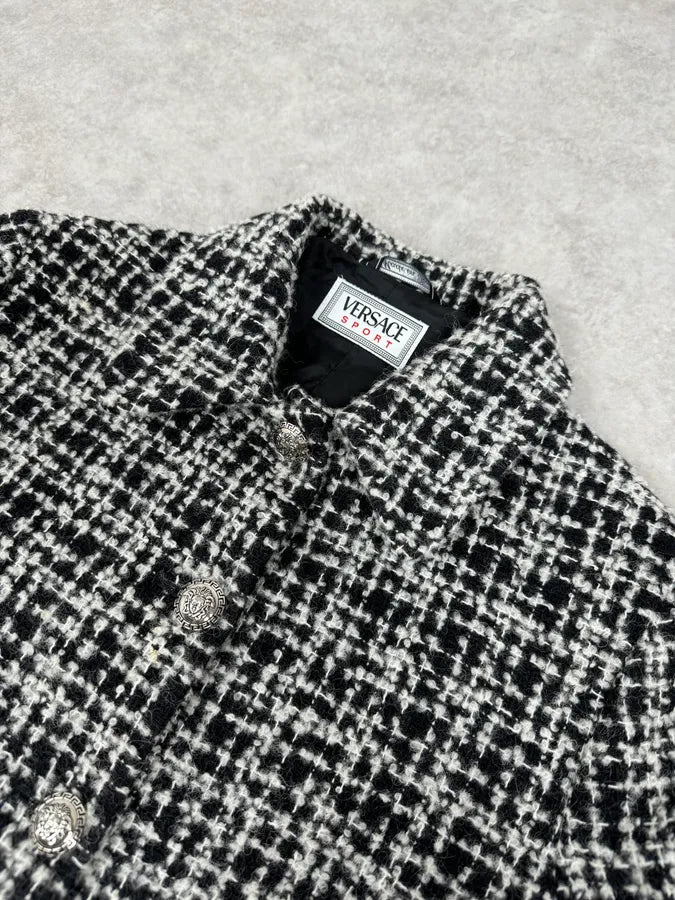 Versace Black & White Tweed Classy Jacket dpNowfk 4