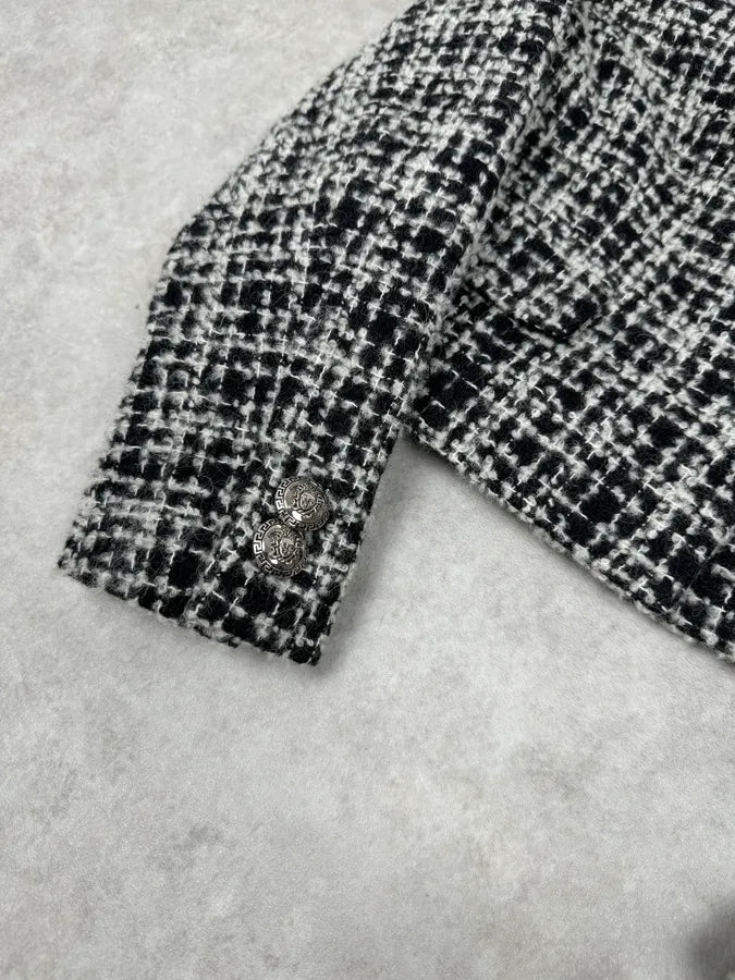 Versace Black & White Tweed Classy Jacket dpNowfk 5