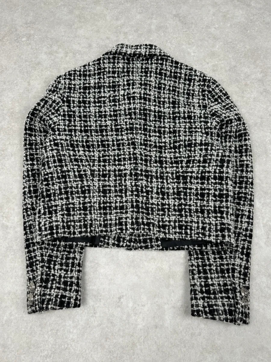 Versace Black & White Tweed Classy Jacket dpNowfk 6