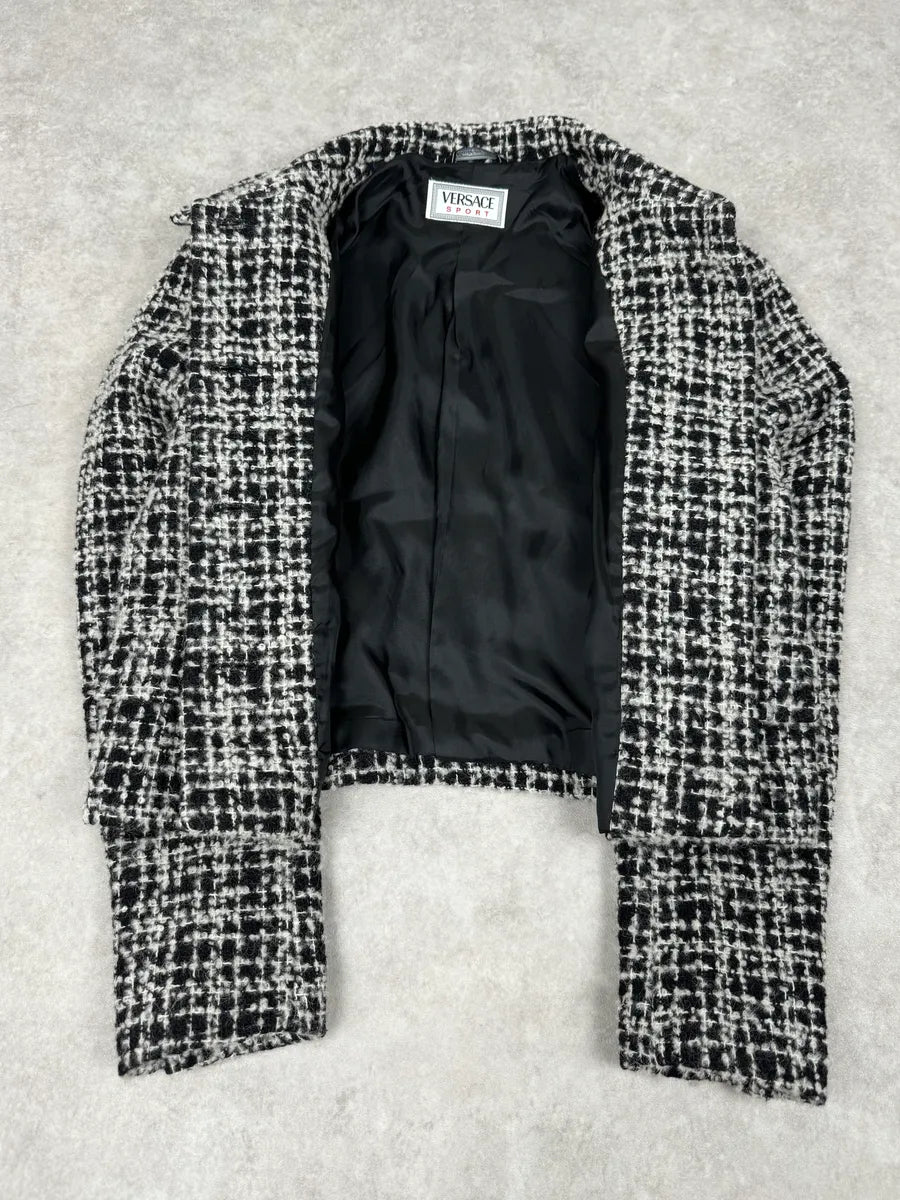 Versace Black & White Tweed Classy Jacket dpNowfk 7