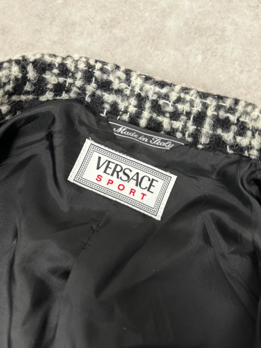 Versace Black & White Tweed Classy Jacket dpNowfk 8