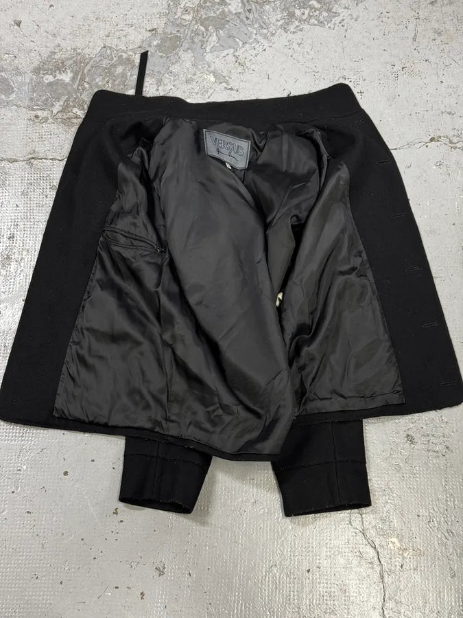 Versace Black Classy Wool Buttoned Jacket GAmBzrq 6