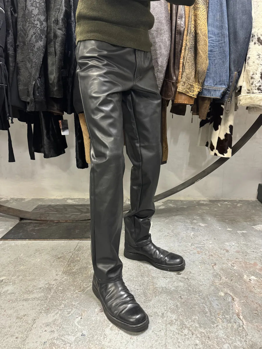 Versace Black Eco Leather Matrix Pants (S) 4