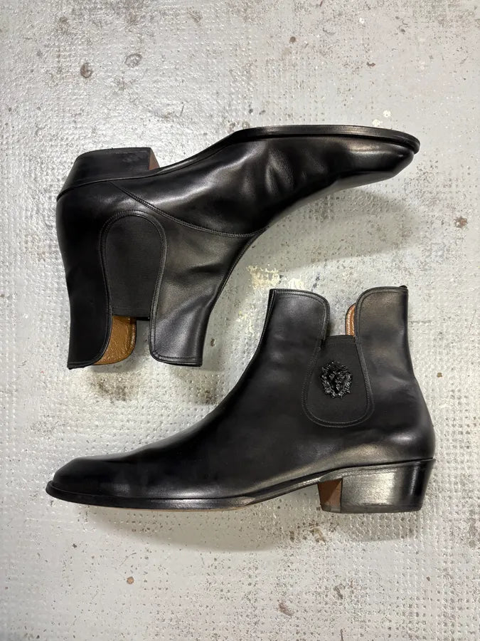 Versace Black Leather Classy Chelsea Biker Boots  aVkHjbN 2