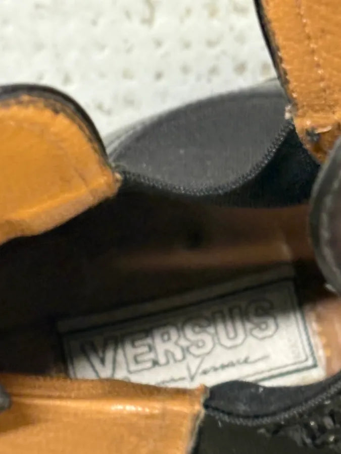 Versace Black Leather Classy Chelsea Biker Boots  aVkHjbN 7