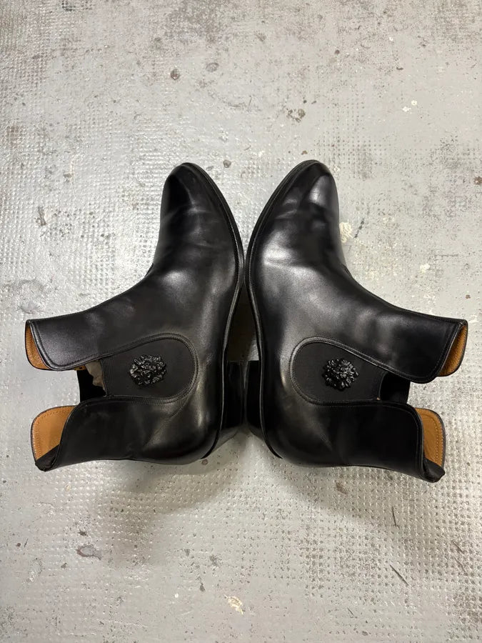 Versace Black Leather Classy Chelsea Biker Boots  aVkHjbN 4