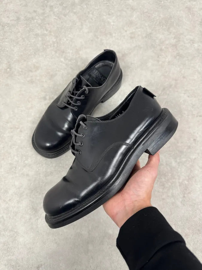 Versace Black Leather Derby Shoes AMOryLh 1