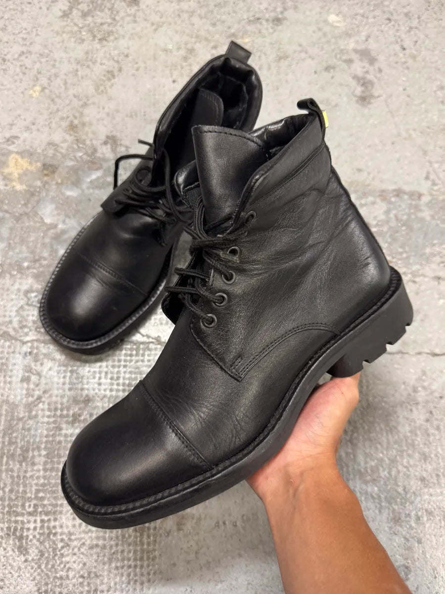 Versace Black Leather High Boots ZIjsKaf 0