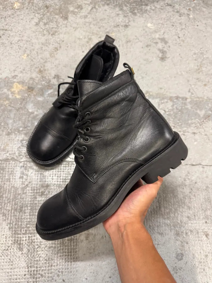Versace Black Leather High Boots ZIjsKaf 1