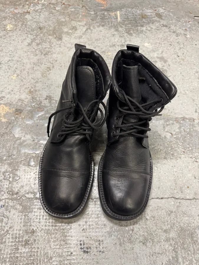 Versace Black Leather High Boots ZIjsKaf 2